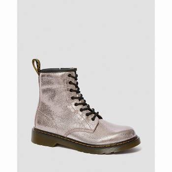 Dr Martens Gyerek 1460 Crinkle Metallic Lace Up Bakancs Rózsaszín